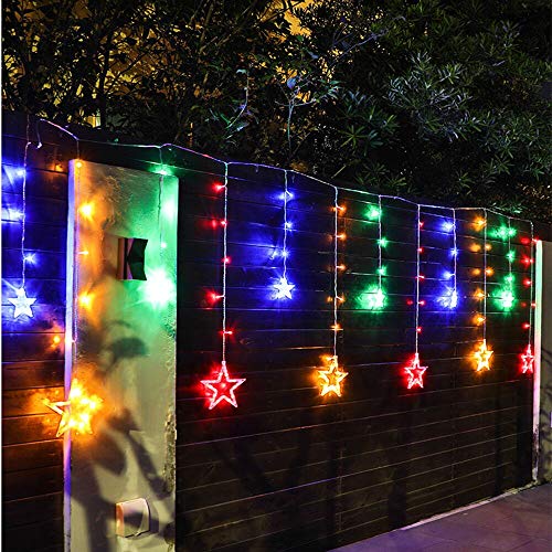 Star Solar Lights 138LED  Christmas Curtain Lights Decoration