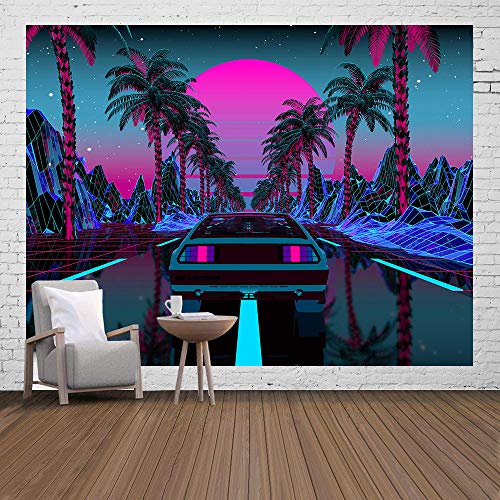 Urban Street Scene -Cars Palm Trees Sunset Tapestry