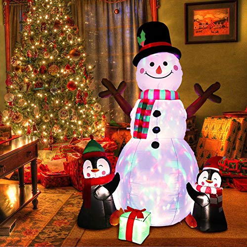 6ft Christmas Inflatables Snowman & Penguin w/ LEDs