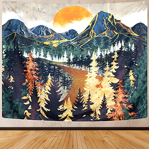 Mountain Forest Trees Art Tapestry Sunset Tapestry Road in Nature Landscape Home Decoration