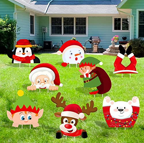 8PCS Christmas Yard Signs Stakes Decoration