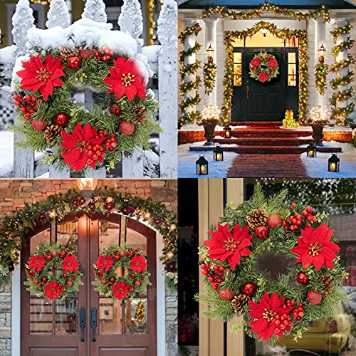 16 Inch Christmas Wreath for Front Door Decoration