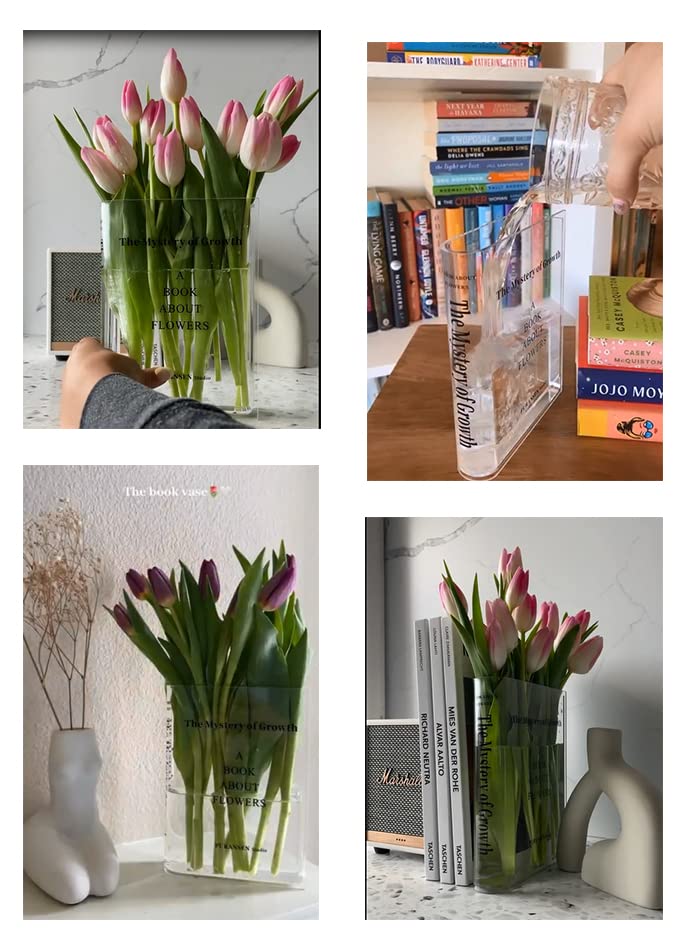 Book Vase for Flowers, Acrylic Clear Book Flower Vase, A Book About Flowers Vase, Unique Home/Bedroom
