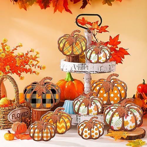 9 Pcs Halloween Wooden Ghost Table Sign Tiered Tray