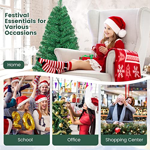 Artificial, Xmas Pine Easy Assembly, Christmas Tree with Solid Metal Legs, Idea for Indoor and Outdoor Holiday