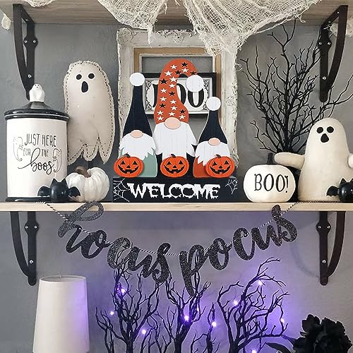 Halloween Decorations Indoor, Large Decorative HALLOWEEN Wood Sign with Ghosts and Spooky Cat