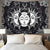 Sun and Moon Burning Sun with Star Psychedelic Black and White Mystic Tapestry