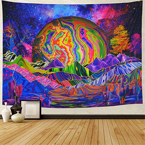 Psychedelic Mountain Galaxy Space Tapestry Colorful Trees Wall Decoration 59.1x51.2"