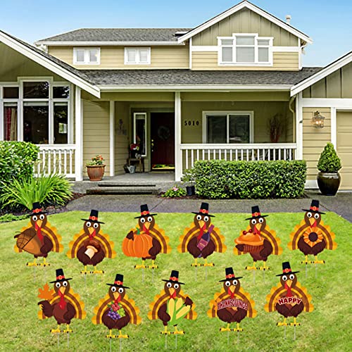 Thanksgiving Yard Decorations -11Pcs Thanksgiving Turkey Yard Signs