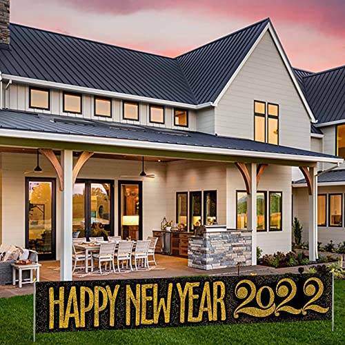 Happy New Year 2022 Yard Banner  Sign 118" x 20"