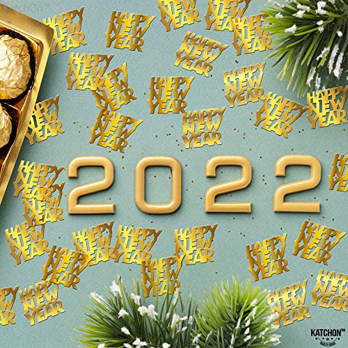 Gold 2022 Happy New Year Confetti - 1.8 Ounce | Shinny