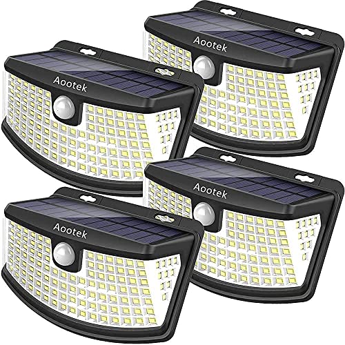 Solar Lights 120 LEDs w/ Lights Reflector,270 Degree Wide Angle, IP65 Waterproof, Security Lights (4pack)