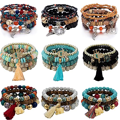 9 Sets Bohemian Bracelets for Women