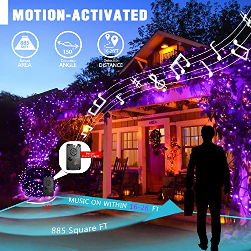 82 FT 200 LED Halloween String Lights & Spooky Music Motion Sensor