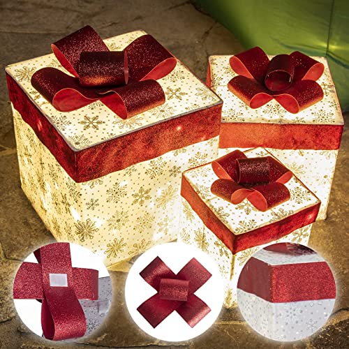 Christmas Lighted Gift Boxes, Set of 3