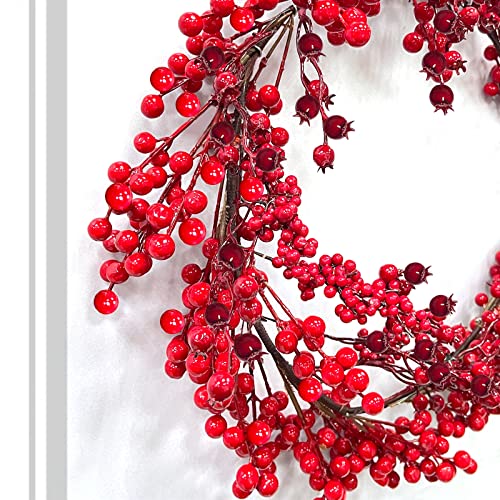 16" Red Berry Christmas Wreath Decoration