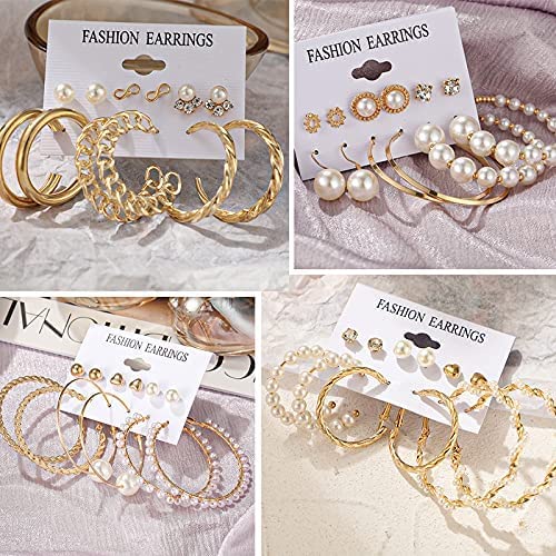 36 Pairs Pearl Earrings Set for Women Girls, Hypoallergenic