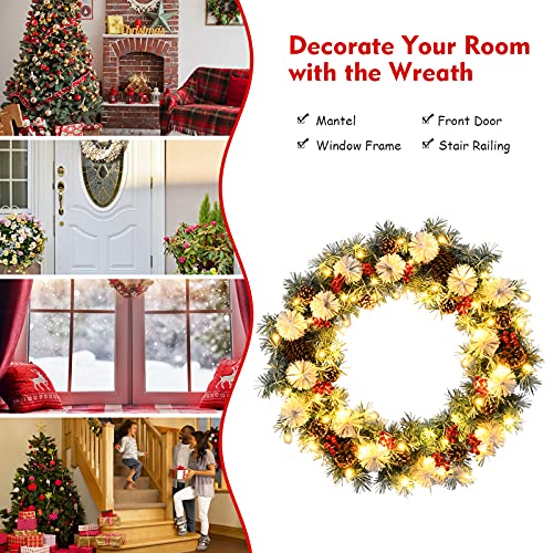 30” Pre-lit Christmas Wreath Decoration