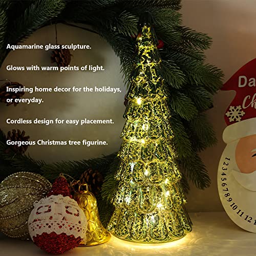 3 pcs Sparkling Glass Christmas Tree w/ LED Lights & Timer