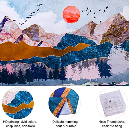 Mountain & Sunset Tapestry Forest Trees Wave Art Tapestry Nature Landscape Home Decoration