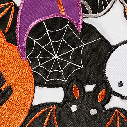 Embroidered Black Round Placemats 15 Inches, Thanksgiving Fall Pumpkins Table Decorations