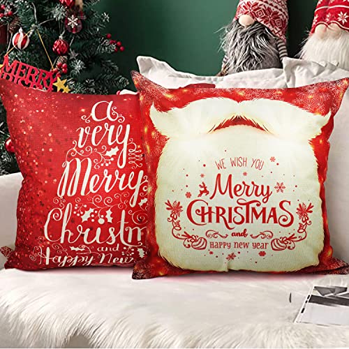 Set of 4 Christmas Throw Pillow Covers 18x18 Inch