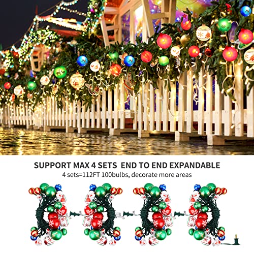 28ft 25 Bulbs Christmas Ball Ornaments w/ Lights