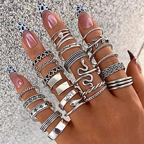 Vintage Silver Knuckle Rings Set for Women