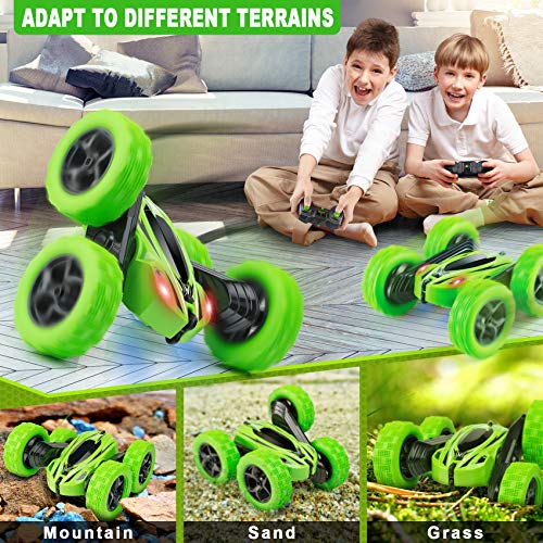 RC Cars 2.4GHz Fast Stunt RC Car, 4WD Double Sided 360° Rotating w/ Headlights