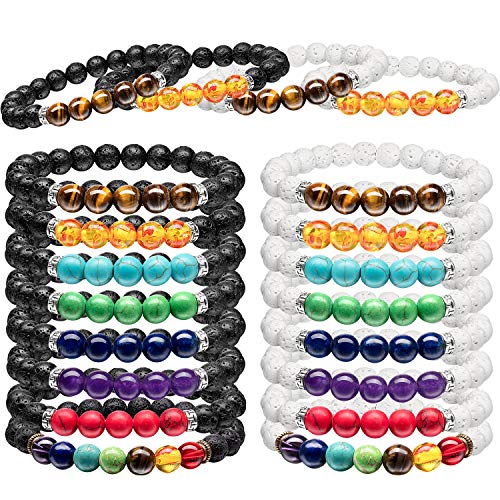 Limited time Holiday Bundle! 16 Pieces Lava Rock Stone Bracelet Chakras Oil Diffuser Bracelet for Women Man