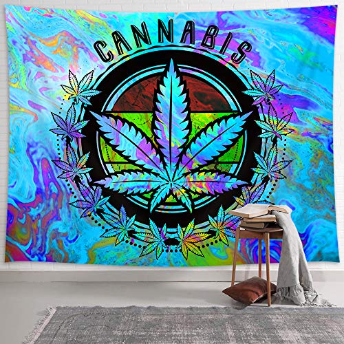 Psychedelic Trippy Leaf Colorful Tapestry