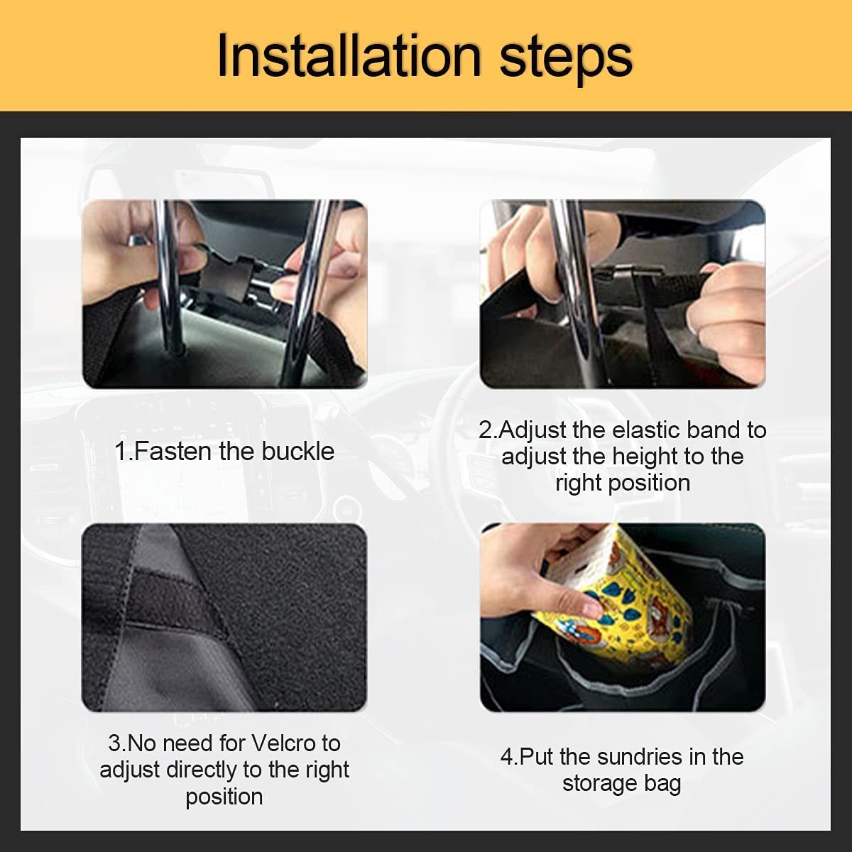 Backseat Hanging Organizer for SUV, Truck, MPV, Waterproof, Collapsible Cargo Storage Bag with 4 Pockets, Car Interior Accessories (Black)