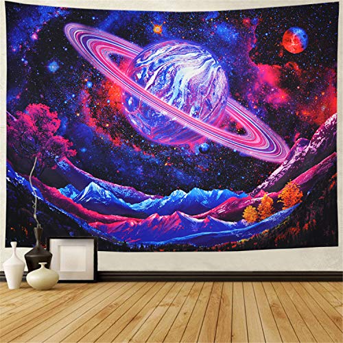 Galaxy Trippy Planet Tapestry Psychedelic Mountain Wall Home Decoration (59.1"x51.2")