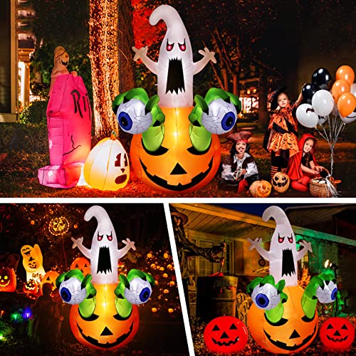 8 FT Halloween Inflatable Decorations- Ghost Pumpkin Monster Hand Eyeballs