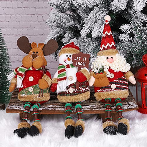 3 Pcs Christmas Sitting Santa Snowman Reindeer Decoration