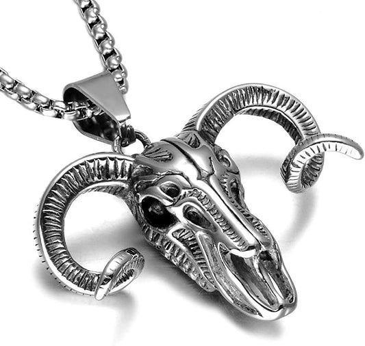 Punk Style Cool Mens Women Stainless Steel Skull Pendant Necklace