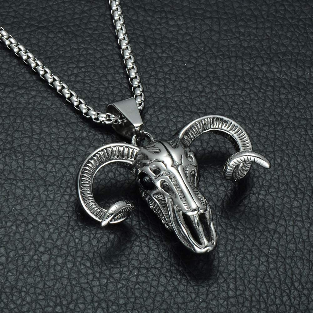 Punk Style Cool Mens Women Stainless Steel Skull Pendant Necklace