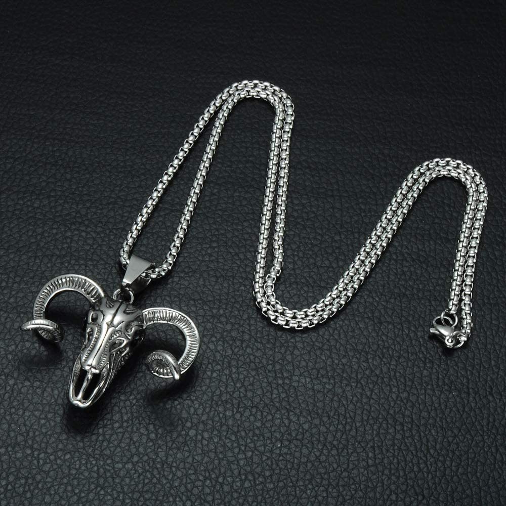 Punk Style Cool Mens Women Stainless Steel Skull Pendant Necklace