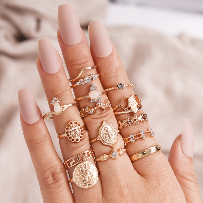 15 Packs Women Knuckle Stackable Boho Vintage Rings Set