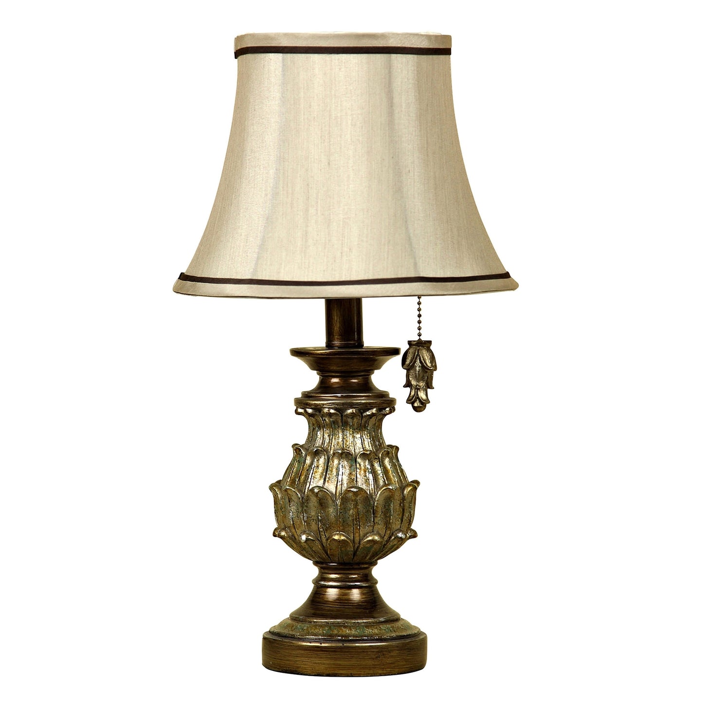 Antique Gold Finish Table Lamp - Cream Fabric Shade