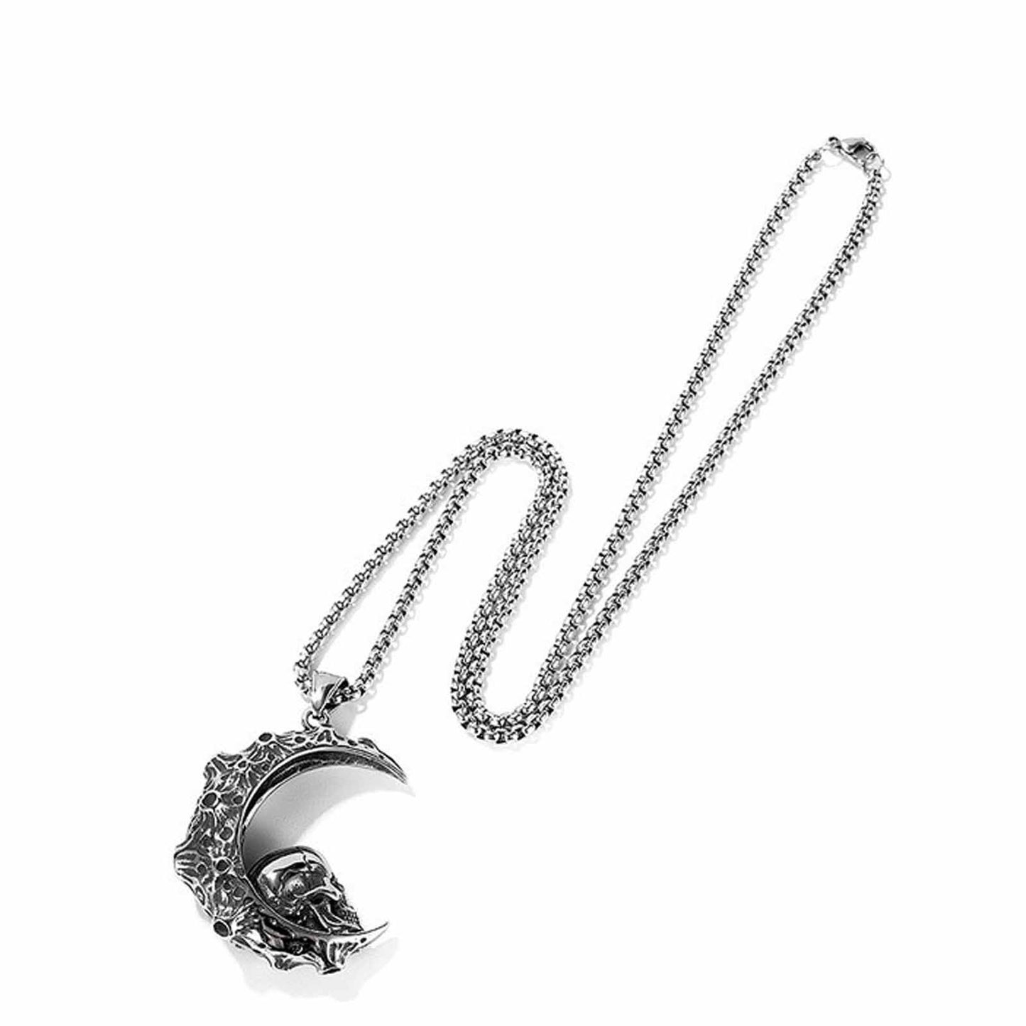 Punk Moon Skull Pendant Necklace for Men/Women