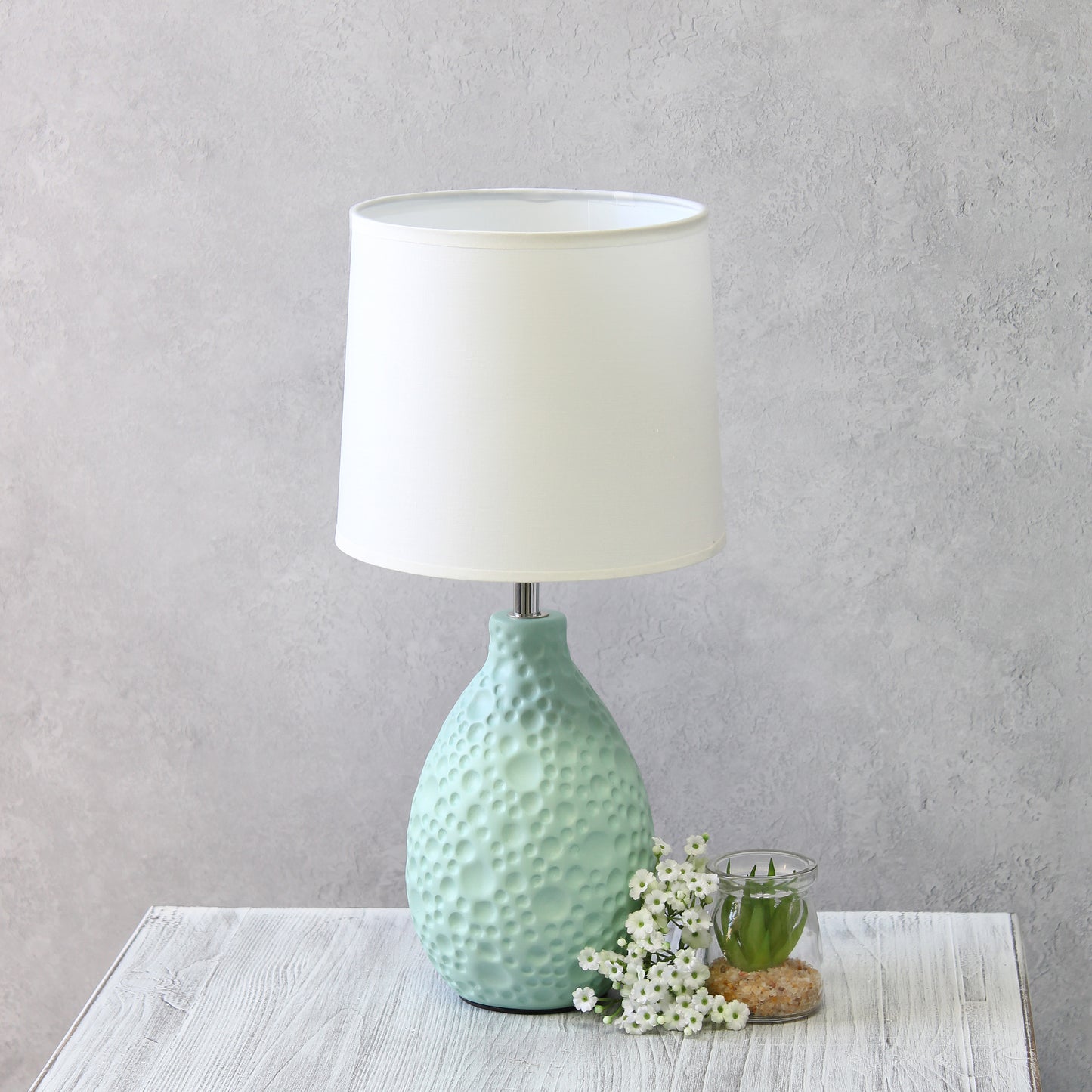 Textured Stucco Ceramic Oval Table Lamp