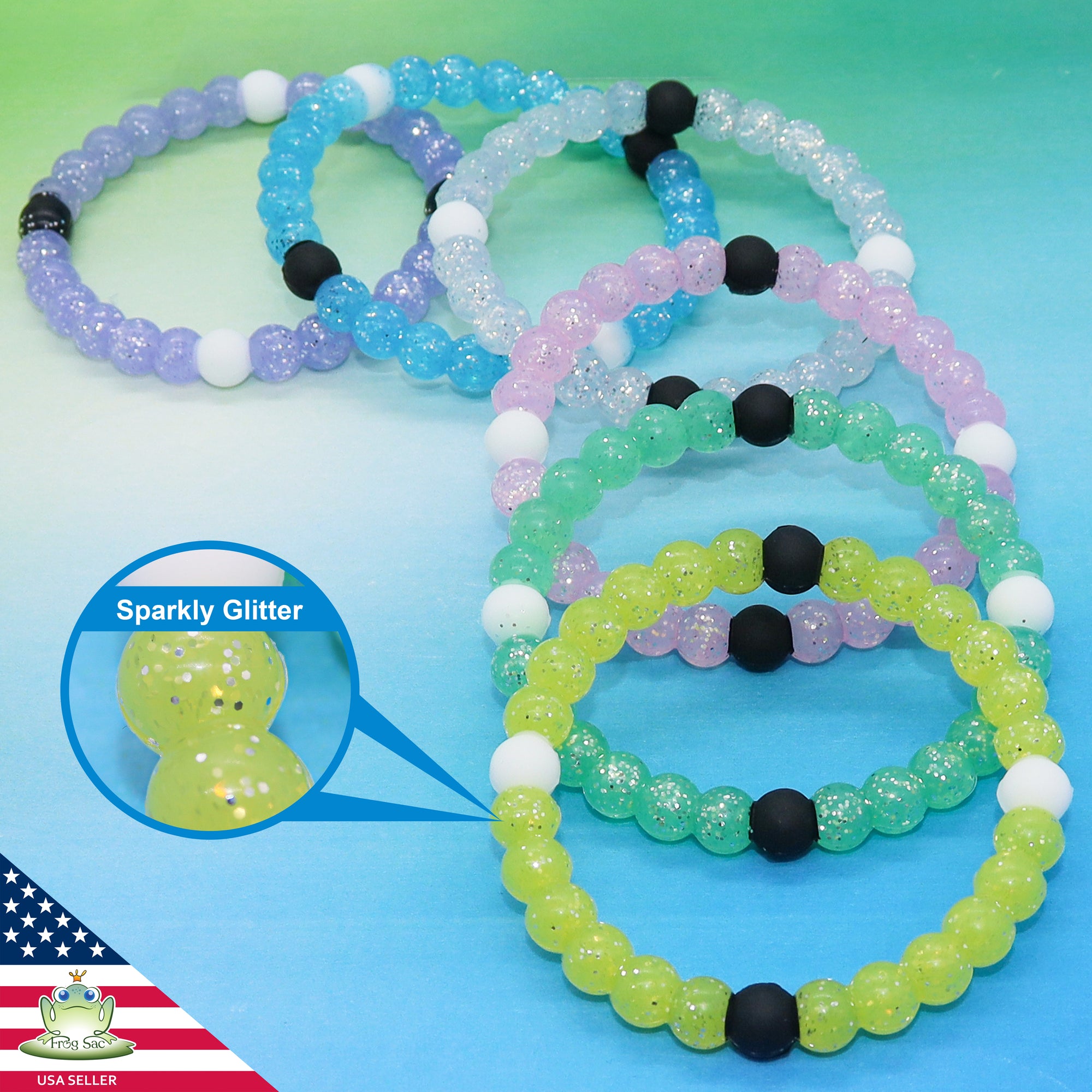 Sparkly Beaded Silicone Cute Bracelets for Girls