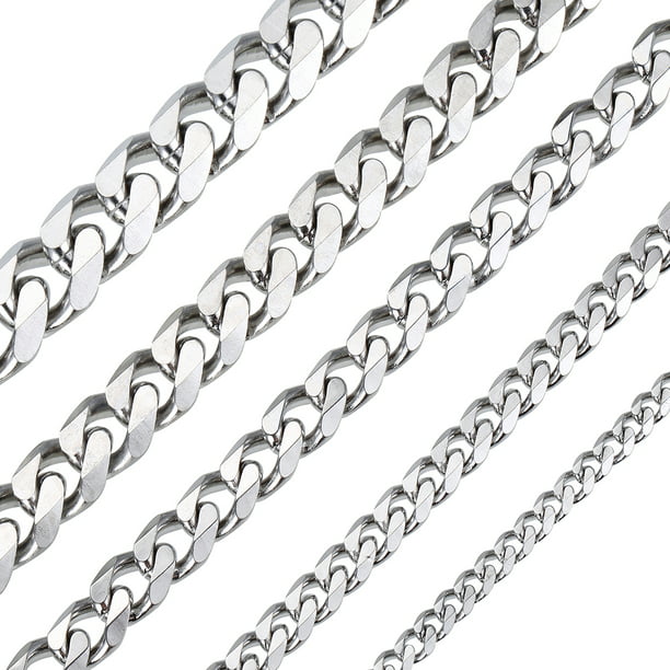 7mm 20" Stainless Steel Silver Tone Chain Cuban Curb Men Necklace