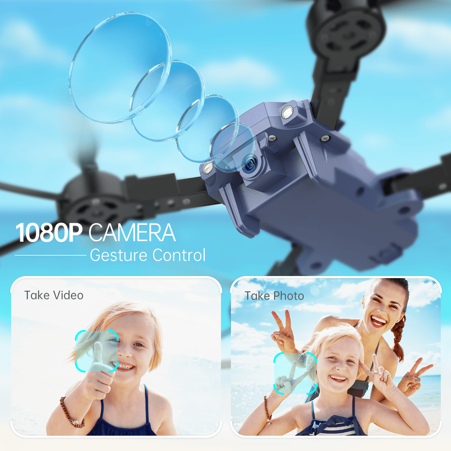 A10 Mini Foldable Drone w/ 1080P HD Camera FPV WiFi RC Quadcopter,Blue