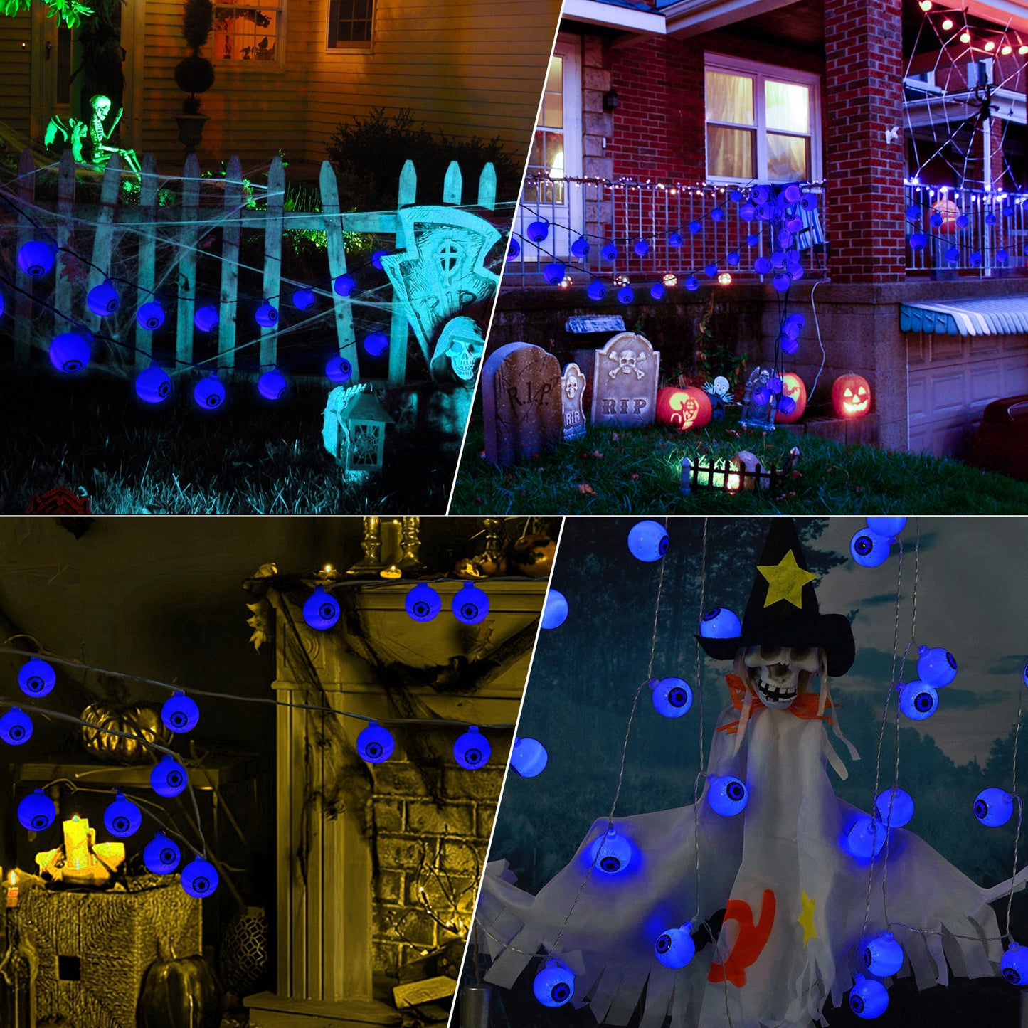 30 LED Halloween Eyeball String Lights 8 Modes w/ Remote