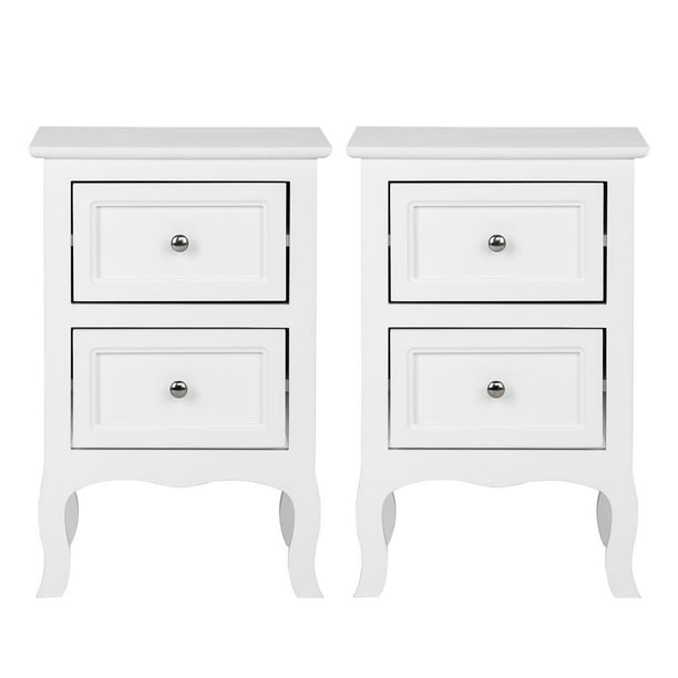 Set of 2 Night Table,Side Table Night Stand,White