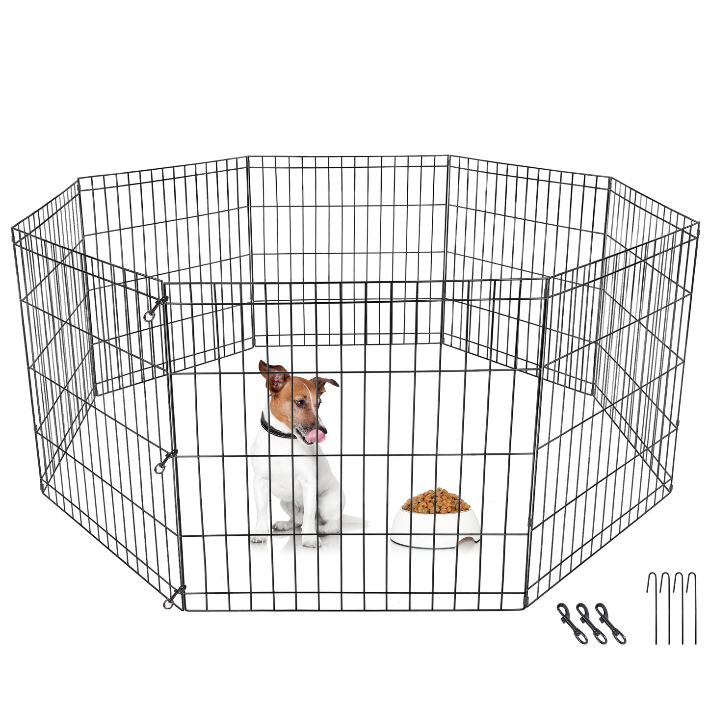 24'' Foldable Metal Exercise Dog Pet Playpen Fence Barrier - 8 Panels