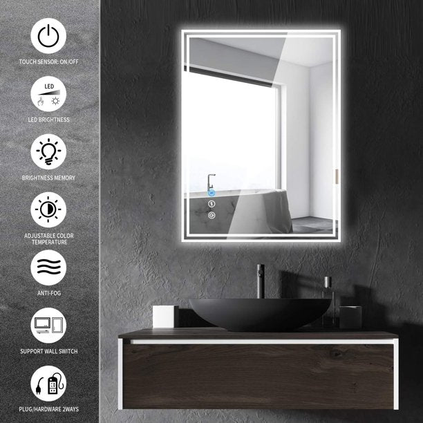 32x24" LED Bathroom Mirror Anti-Fog Wall-Mounted Vanity Mirrors