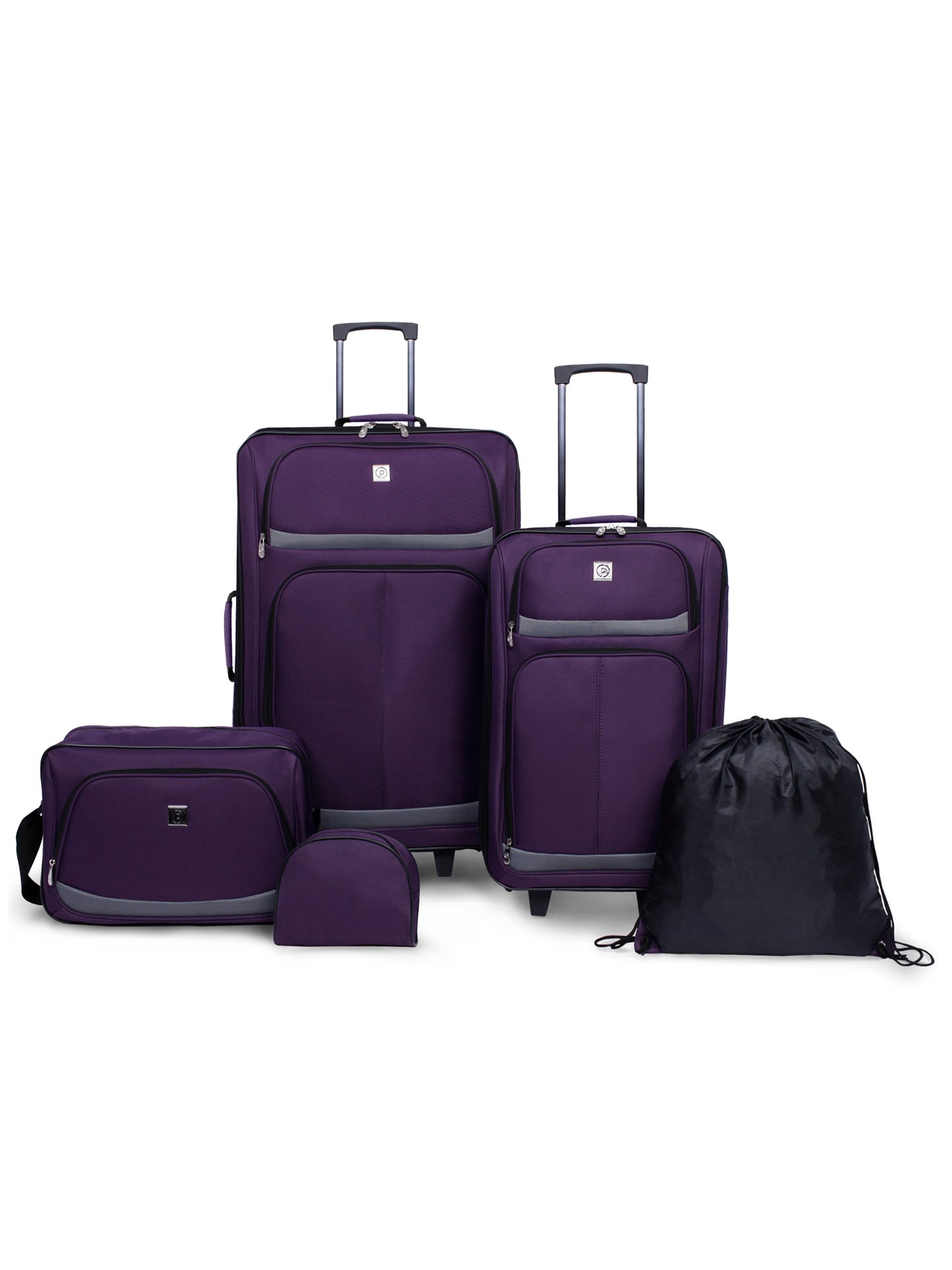 5 Piece Luggage Set, Includes Check and Carry-on Size, Purple